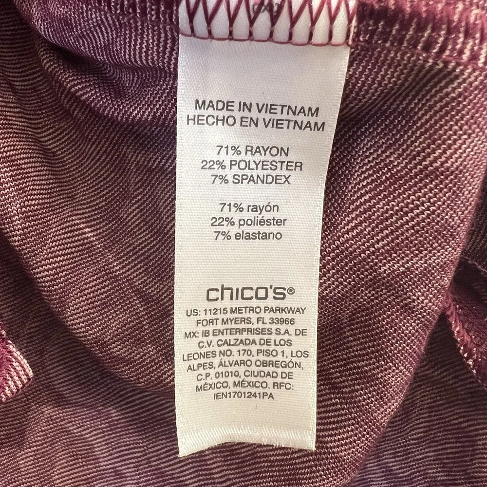 Chicos Damask Medallion Knit Top Burgundy Mauve 3/4 Sleeve Boat Neck Size‎ 0 S - Picture 4 of 4